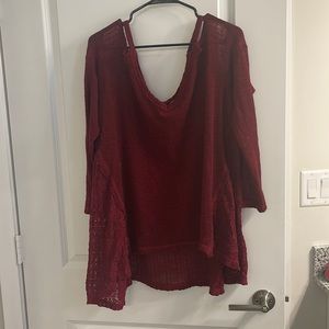 Xhiliration Plus Size cold shoulder sheer sweater